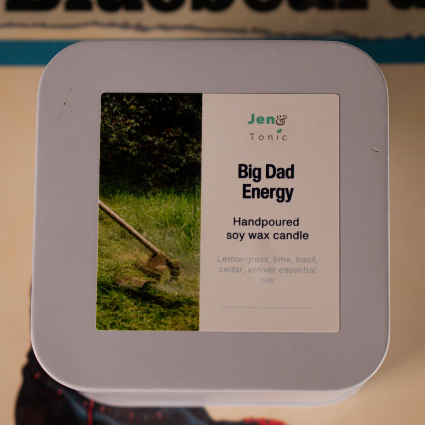 Big Dad Energy soy wax wood wick candle