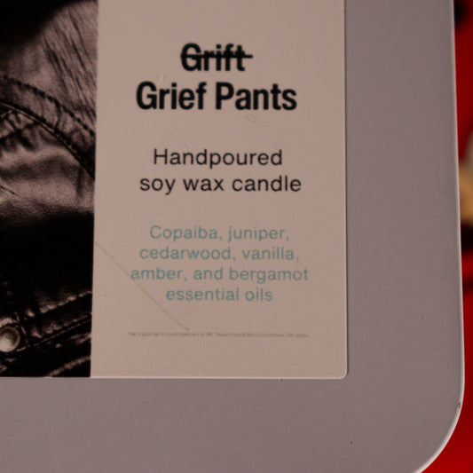 Grief Pants soy wax wood wick candle