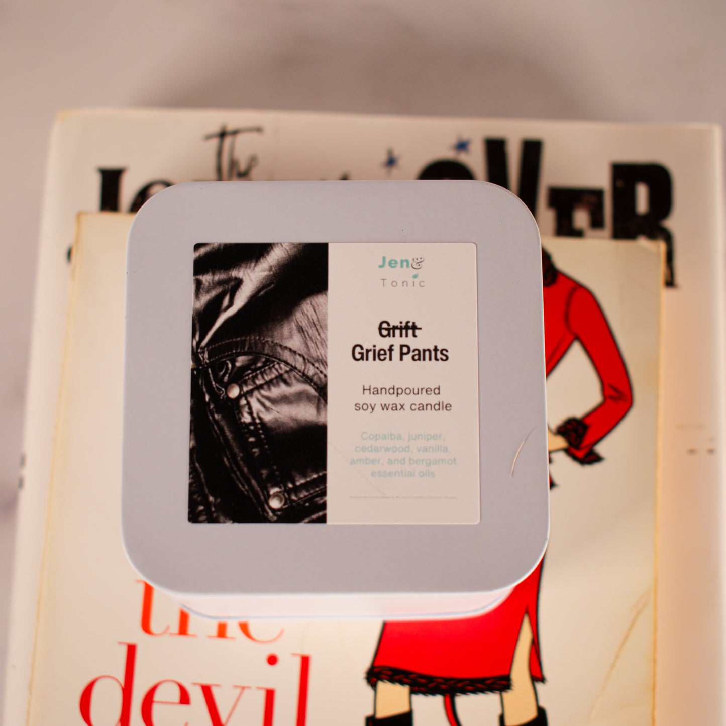 Grief Pants soy wax wood wick candle